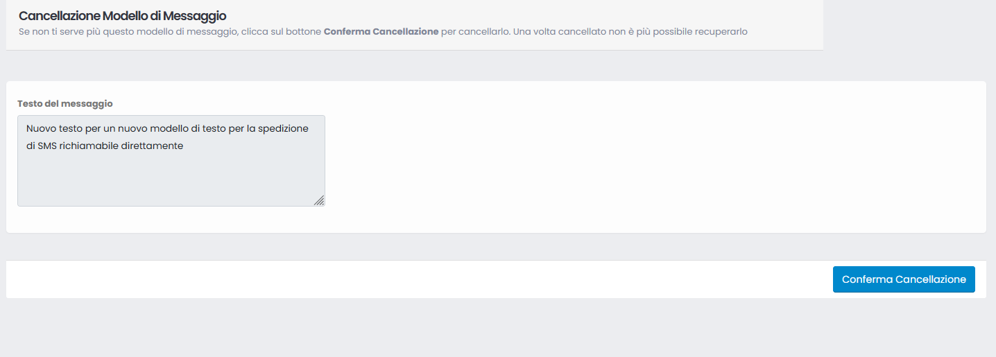 Modifica modello di testo SMS