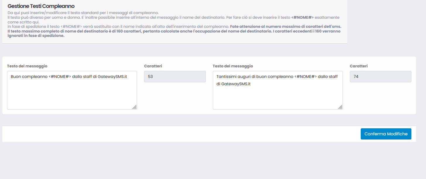 Cancellazione compleanno SMS