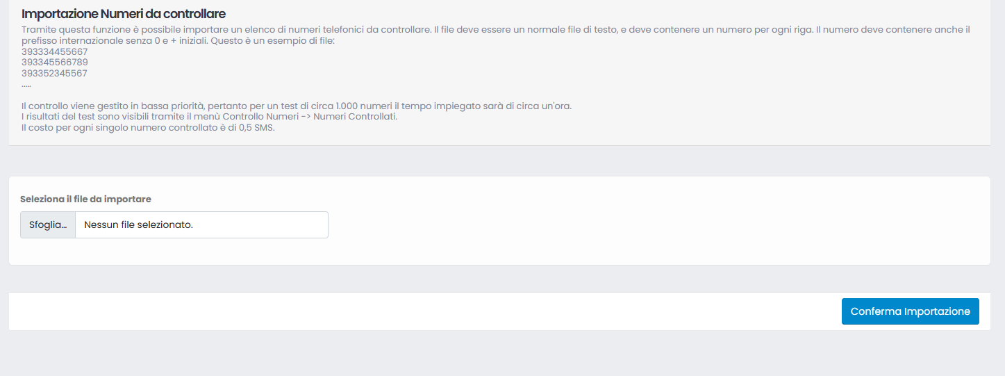 Controllo elenco numeri SMS